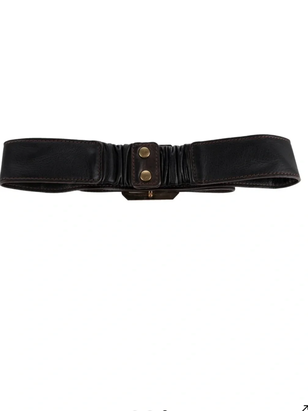 Temperley London Black Leather Belt with Gold Buckle